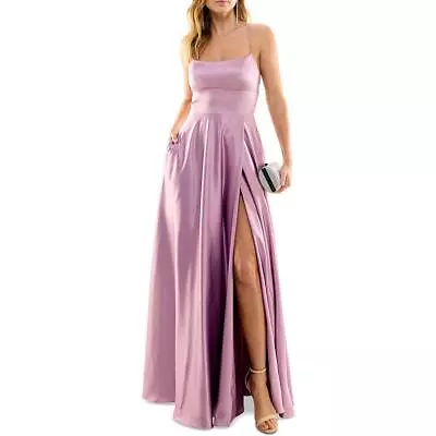 B. Darlin Womens Satin Split Hem Maxi Evening Dress Gown Juniors BHFO 1153 • $39.70