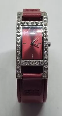 £6.99 • Buy Ladies Red Leather Strap Accessories New Look Watch Working.