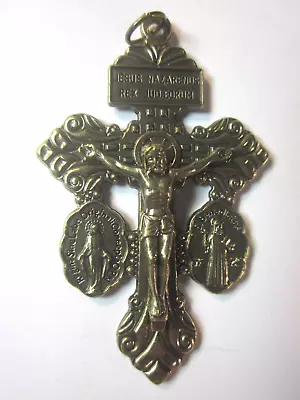 3-Way Pardon Crucifix 2 1/4  Bronze Finish Italy W Indulgence Card Gift Box • $12.95