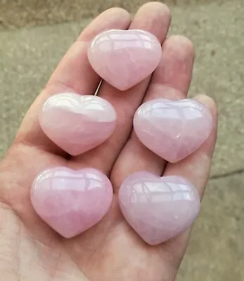 Rose Quartz Crystal Heart Gemstone Palmstone Natural Healing Stones Love 1x 32mm • £5.99