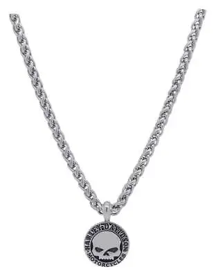 Harley-Davidson Men's Stainless Steel Willie G Skull Disc Necklace 22 Inches • $118.95