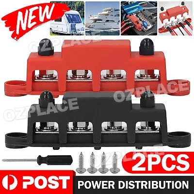 2pcs 4 Post Power Distribution Block Terminal Screw Bus Bar 250A 12V-48V DC M8 • $20.95