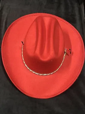 Western Express Red Faux Felt Cowboy Hat Elastic Adult Or Kids Looks New! • $18.99