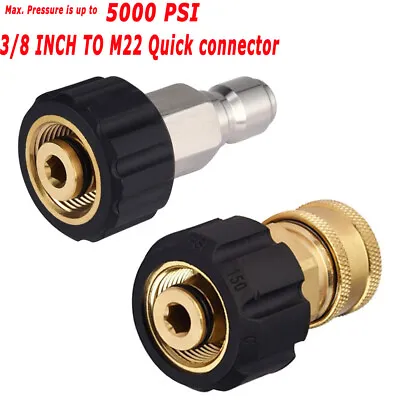 Quick Connect Adapter Pressure Washer Hose Female Male Connector Set M22 To 3/8  • $12.59