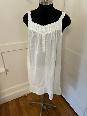 Vtg White Cotton Nightgown Prairie Cottagecore Size 2X Swiss Dot Pleats Ruffle • $35