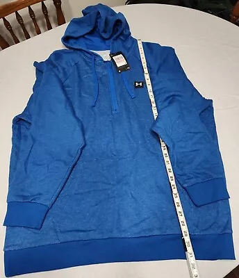 Under Armour Men's 2XL/2TG Pullover Half Zip Hoodie Blue With Black & White Logo • $25.99