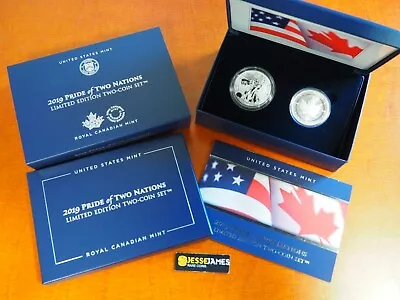 2019 W Enhanced Reverse Proof Silver Eagle Maple Leaf Pride Of Two Nations Set • $210