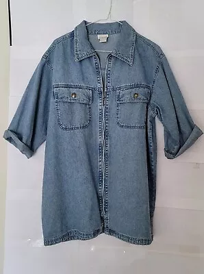 Vtg Moda International DENIM Jacket/Shirt Women's Sz M Blue 90s  • $16.95