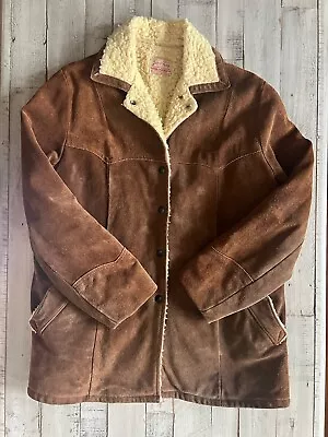 Vintage Jo-O-Kay Jacket Men's Genuine Leather Sherpa Lined USA Made See Measure • $36.99