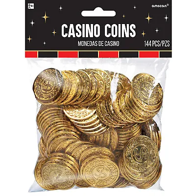 Casino Royale Gold Coins (144 Pc) Game Night Las Vegas Cash Money Party Supplies • £12.99