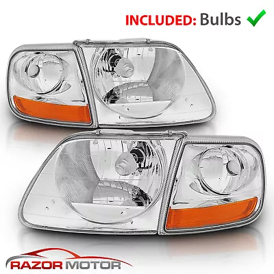 For 97-03/02 Ford F150/Expedition Lightning Style Chrome Headlight + Corner Pair • $64.79