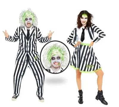 BEETLEJUICE Halloween Official Fancy Dress Costumes Adult Or Wig 80 Movie TV • £38.95