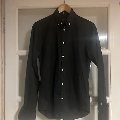 Zara Mens Slim Fit Black Long Sleeved Shirt Size S • £17.99
