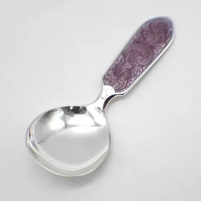 Ornate Enamel Sugar Spoon Magnus Aase Sterling Silver Norway • $68