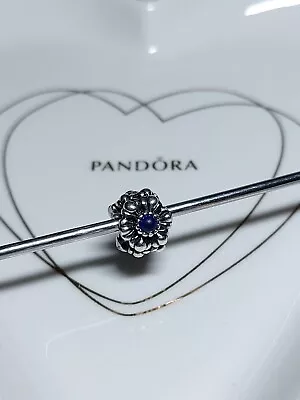Genuine Pandora Silver 🌸 Solid 3 Flowers With Blue Stones 🌸  Charm S925 ALE • £12