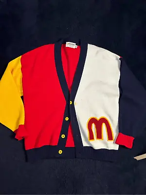 Vintage 80s McDonald’s Employee Cardigan Color Block Sz Medium READ B1 • $80