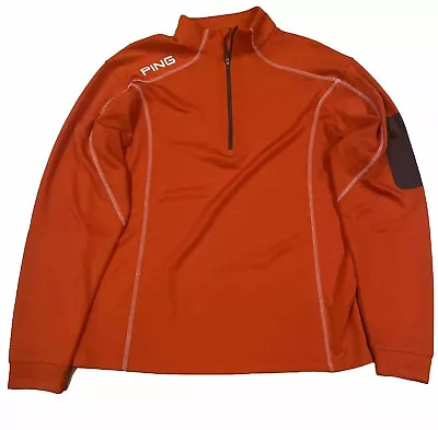 Ping Performance Mens Orange 1/4 Zip Long Sleeve Golf Shirt Pullover Active Wear • $22