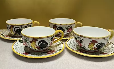 BEST DEAL! Set Of 4 Cups & Saucers  Early Provincial  (Roosters & Roses) Ucagco • $75