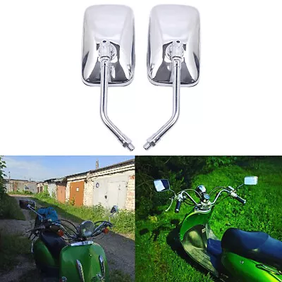 Chrome Rectangular Motorcycle Side Mirrors For Suzuki Boulevard M109R C90 C50 • $24.29