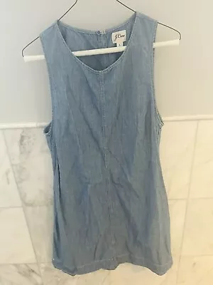 J Crew Dress Women Large Blue Denim Chambray Short Shift Casual Pockets • $20