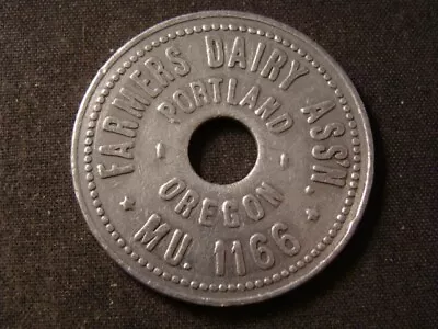 Farmer's Dairy Assn. Token Gf 1 Qt 4% Milk Portland OR R3 • $5