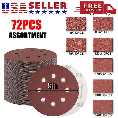 5  Sanding Discs 40 60 80 120 180 240 320 Grit Assorted Hook & Loop 8-Holes • $15.75