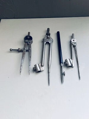 £0.99 • Buy Vintage Moore & Wright Calipers, 2 Unnamed Pencil Compasses & Ruling Pen VGC