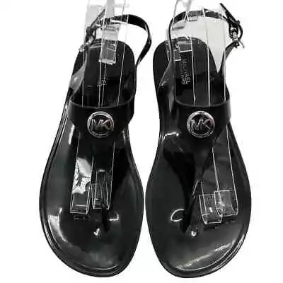 Michael Kors Jelly Thong Logo Sandal Black Sz 10 • $25