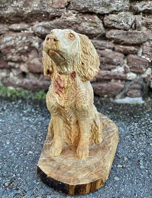 £450 • Buy Chainsaw Carved Cocker Spaniel Dog Portrait Wooden Garden Sculpture Art