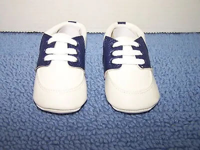 $11.69 • Buy Baby Crib Saddle Shoes Infant Size 12-18 Months Boy Girl NEW Blue & White NIP