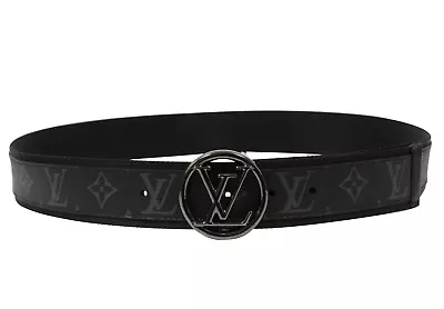 Louis Vuitton Men Circle Buckle Belt Size 95 38 31 32 Lv Monogram Eclipse Canvas • $594.99