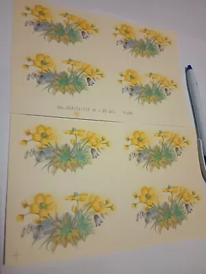 Vintage Water Transfer Ceramic Decals 8 Soft Yellow Flower Sprays. • $7