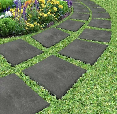 UK Garden Stepping Stone Recycled Rubber Non-toxic Non-slip Eco & Pets Friendly • £13.49