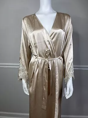 FLORA Nightgown Lace Satin NWT Robe Women’s Almond  Satin Lace Flora Nikrooz • $27.97