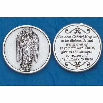 St Gabriel With Prayer To Saint Gabriel - Silver Tone  Pocket Coin  • $3.50