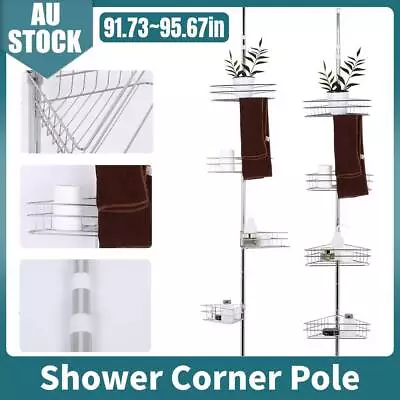 4 Tier Adjustable Telescopic Bathroom Shower Caddy Corner Shelf Storage Rack AU • $33.23