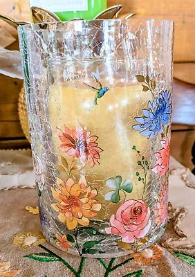 $34.99 • Buy Yankee Candle Large Jar Holder Crackle Glass Clear DAYDREAM FLORALS 2023