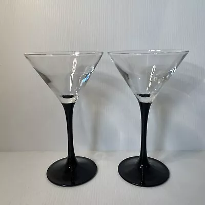 Luminarc France Black Stem Martini Cocktail Glasses France 150ml 2 Glasses Only • $22