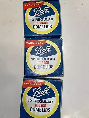 Ball Regular Mason Dome Lids Vintage 3 Boxes Of 12 = 36 Lids Total New USA • $12