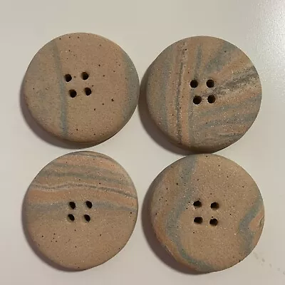 Clay Stone Mosaic Button Tiles 4 Round Art Buttons Assorted Crafting Brown 2.5  • $12