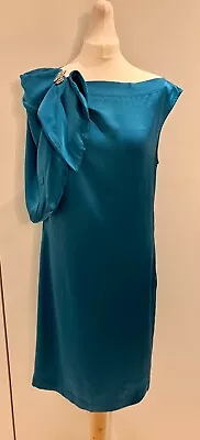 £55 • Buy Vivienne Westwood Anglomania Silk Dress - Turquoise/sleeveless/knee Length/uk10