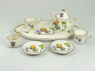 Vintage Staffordshire Miniature Mouse Birthday Tea Set English Fine Bone China • $101.84