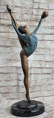 Gymnast Gymnastics Club Coach Bronze Marble Statue Athlete Balance Trophy Figure • $199.50