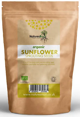 Natures Root Organic Sunflower Sprouting Seeds -  60g | 125g | 250g | 500g | 1kg • £14.99