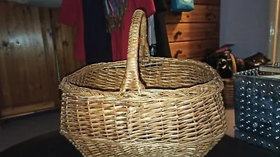 £19.99 • Buy Vintage French Wicker Shopping Basket Display Flowers Easter Egg Hunt Good Cond