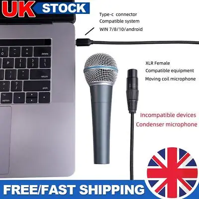 USB C/Type-C To XLR 3 Pin Microphone Audio Cable Male To Female Mic Adapter Cord • £8.80