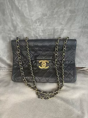 CHANEL Maxi Jumbo XL CC Classic Flap Lambskin Matelasse Vintage Authentic • $3399