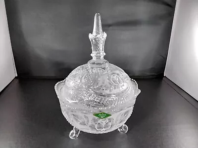 SHANNON CRYSTAL Heavy Covered Candy Dish Footed Bowl With Lid By GODINGER NWT • $30