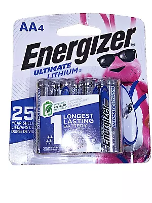 Energizer Ultimate Lithium AA Batteries 4 Pc. EXP: 12/2048 Brand New 25 Yr Shelf • $14.95