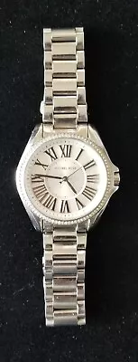 Michael Kors Silver Tone Watch MK6183 Crystal Bezel 6.75  Max Size New Battery • $24.99